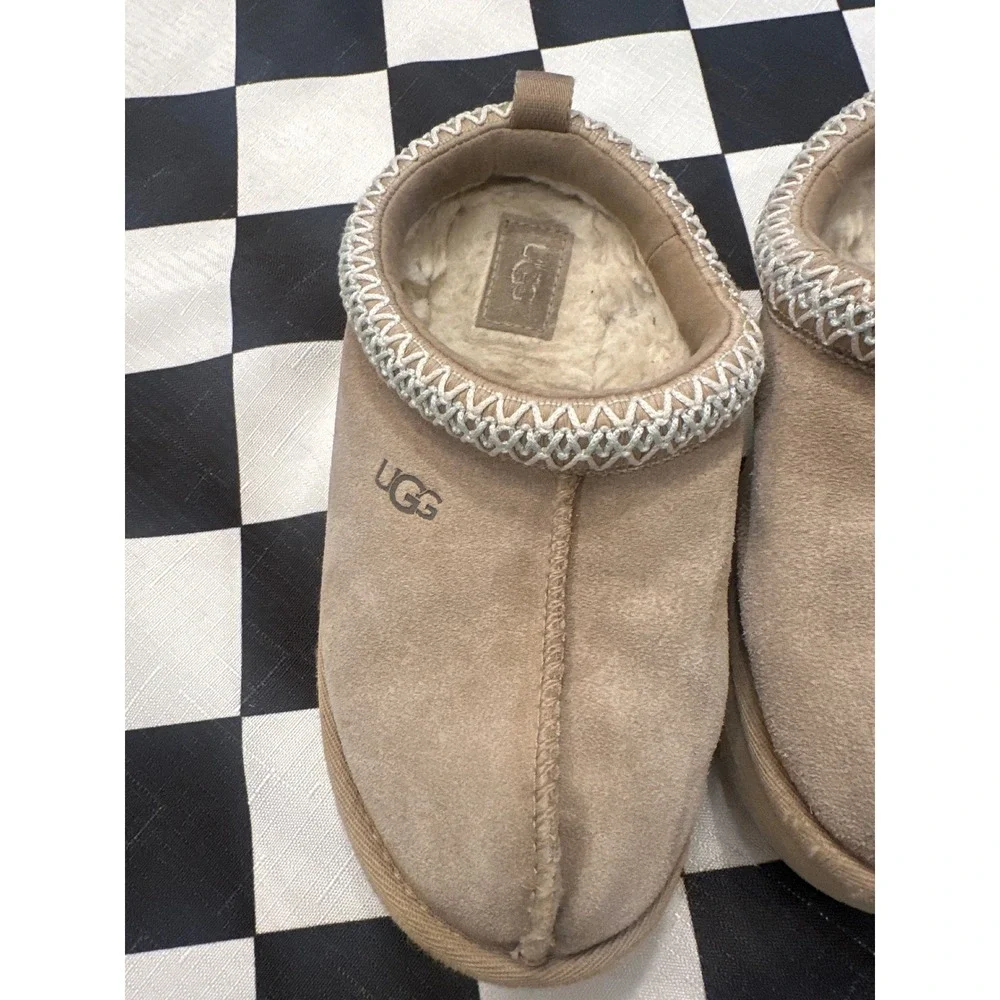 UGG Kids Tasman Suede Slippers Chestnut Tan Slip On Shoes Size 13